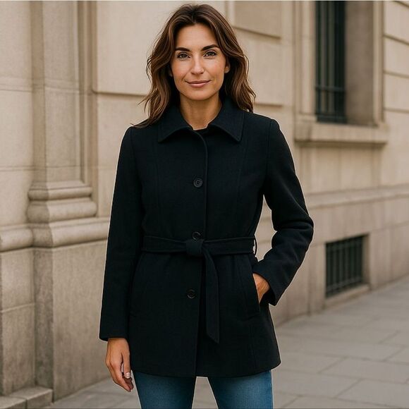 BURBERRY Black Wool Coat - Picture 1 of 9